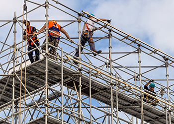 Workers on scaffolding